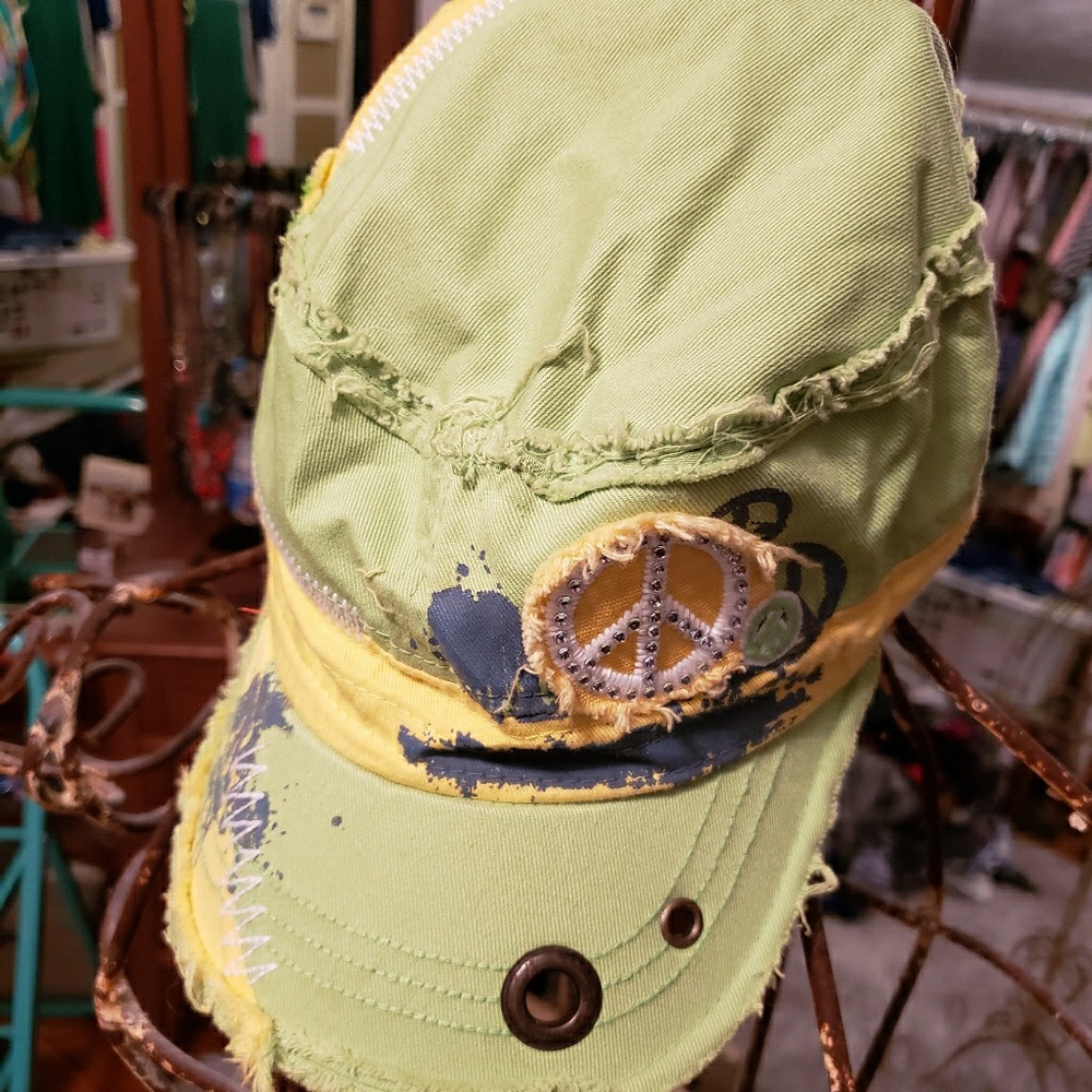 Green and yellow hat